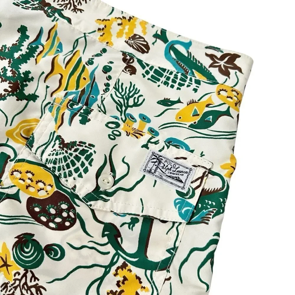 Polo Ralph Lauren Swim Trunks Men’s 34 Coral Reef Print NWT Rare 4” Inseam